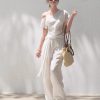 *Far from the Story Line Side-Shoulder Short Sleeve Shirt Casual Trousers Sun Protection Set